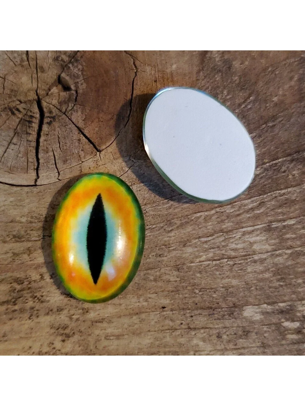 Dragon Eyes Black Orange Blue Green GoT Fan Glass Cabochons 18x13mm Oval 2 pcs